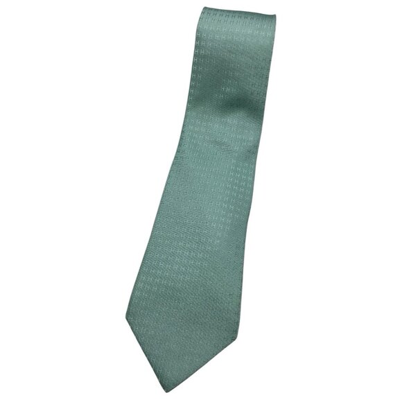 HERMÈS Men's 100% Silk Necktie LUXURY Tie XL Green Monogram W:3.7" EUC - Picture 1 of 3